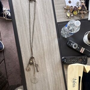 Vintage Style Key and Clock Pendant Necklace